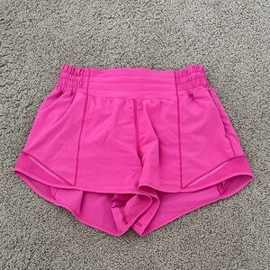 Lululemon Sonic Pink Hotty Hot High Rise Lined 2.5 Shorts